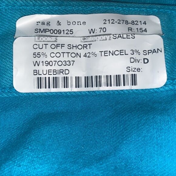 Rag & Bone JEAN Turquoise Cut Off shorts - Picture 4 of 4